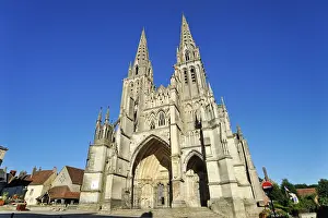 Crafts Prints: Sees Cathedral Basilica, Domfront, department of Orne, Normandie region, France, Europe