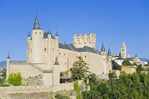 Segovia Castle and Gothic style Segovia Cathedral built in 1577, UNESCO World Heritage Site