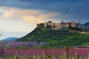 Byzantine Prints: Selcuk Byzantine castle stands on the hill of Ayasuluk, Selcuk, Anatolia, Turkey