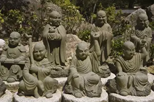 Buddhas Prints: Selection from an army of 500 similar small Buddhas at Daishoin temple