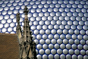 Bull Ring Prints: Selfridges building and St. Martins church, Bullring, Birmingham, England