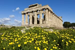 Selinus Greek Temple in spring, Selinunte, Sicily, Italy, Europe