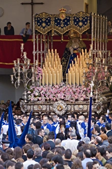 Holy Week Prints: Semana Santa (Holy Week) celebrations, Malaga, Andalucia, Spain, Europe