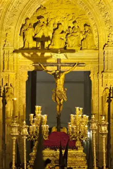 Festival Prints: Semana Santa (Holy Week) float outside Seville Cathedral