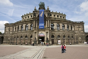 Banner Prints: Semper Opera House in the Theaterplatz, Dresden, Saxony, Germany, Europe