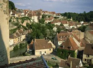 Bourgogne Prints: Semur en Auxois from the ramparts, Burgundy, France, Europe