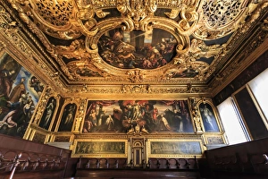 Gilded Prints: Senate Hall (Sala del Senato), Doges Palace, Venice, UNESCO World Heritage Site