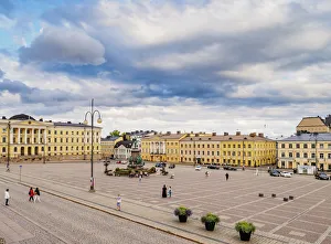 Helsinki Prints: Senate Square, elevated view, Helsinki, Uusimaa County, Finland, Europe