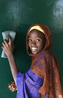 Senegal Prints: Senegal schoolgirl, Popenguine, Thies, Senegal, West Africa, Africa