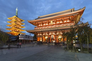Asakusa Prints: Senso-ji, an ancient Buddhist temple, at night, Asakusa, Tokyo, Japan, Asia