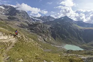 The Great Outdoors Prints: Sentiero Glaciologico and water basin and dam of Alpe Gera on the background