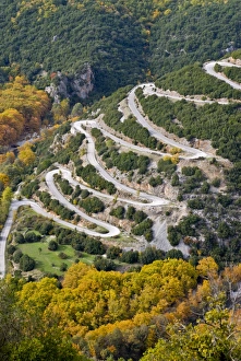 Curve Prints: Serpentine road in the Zagorohroia mountains, Greece, Europe