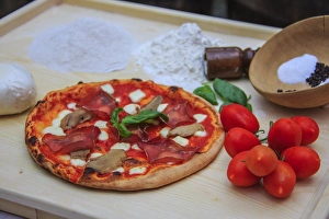 Mushrooms Prints: Set of typical Italian products of Bresaola of Valtellina