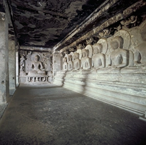 Ellora Prints: Seven Buddhas under a tree