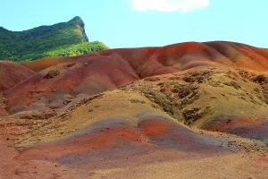 Bright Prints: Seven Coloured Earths display unique landscape with colorful shades in natural formation in Mauritius