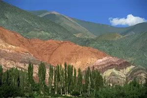 Band Prints: The Seven Colours mountain at Purmamaca near Tilcara in Argentina, South America