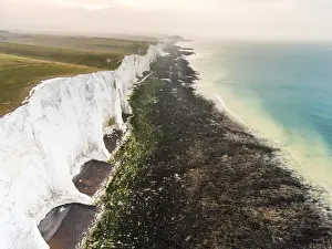 The Seven Sisters chalk cliffs, South Downs National Park, East Sussex, England, United Kingdom