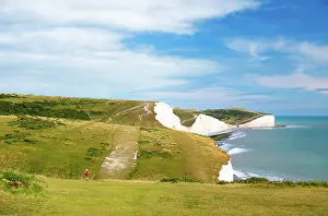 Chalk Prints: Seven Sisters cliffs, towards Birling Gap and Belle Tout (Belle Toute) Lighthouse