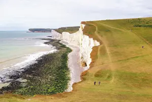 Fitness Prints: Seven Sisters cliffs walk, South Downs National Park, East Sussex, England, United Kingdom