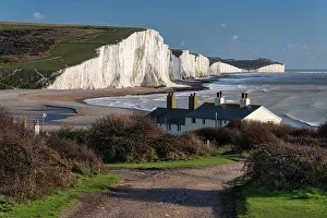 Footpath Prints: The Seven Sisters white chalk cliffs from Cuckmere Haven
