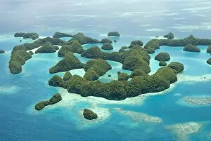 Images Dated 6th March 2010: Seventy Islands (Ngerukewid Islands Wildlife Preserve), forest-covered limestone rock