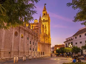 Seville Cathedral of Saint Mary of the See, and La Giralda bell tower at sunset, UNESCO