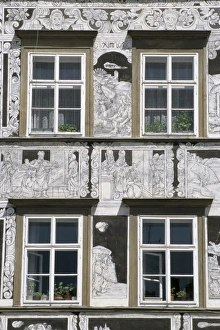 Sgraffitoed house dating from 1579, Jindrichuv Hradec, South Bohemia, Czech Republic
