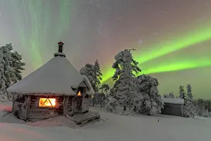 Finland Prints: Shades of green color the Northern Lights (Aurora Borealis)