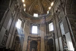 Shaft of light through window of the interior of St. Peters Basilica