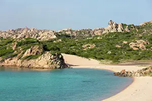 Coastal Views Prints: Shallow turquoise waters lapping shore of the Spiaggia Monti d'a Rena (Monte d'Arena) (Monte di Rena)