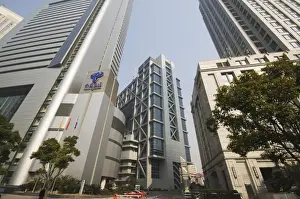Pu Dong Prints: Shanghai Stock Exchange Building surrounded by skyscrapers in Pudong new area