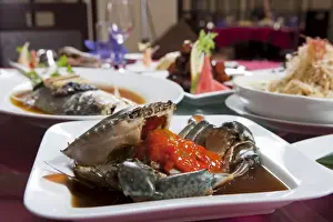 Shanghai Prints: Shanghai style dishes served elegantly at a Chinese restaurant, Shanghai, China, Asia