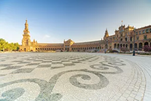 Paving Prints: Shape and design of the stone mosaic flooring, Plaza de Espana, Seville, Andalusia, Spain