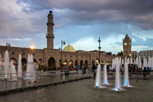 Bazaar Prints: Shar Park, Clock tower and Qaysari Bazaars, Erbil, Kurdistan, Iraq, Middle East