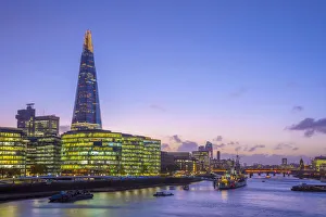 Civic Building Prints: The Shard and City Hall by River Thames, Southwark, London, England, United Kingdom
