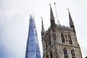 Contrasts Prints: The Shard, Southwark Cathedral, London, England, United Kingdom, Europe