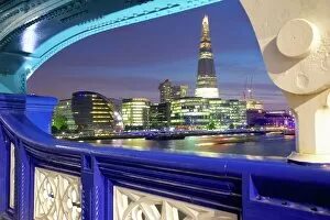 River Thames Gallery: The Shard from Tower Bridge at dusk, London, England, United Kingdom, Europe