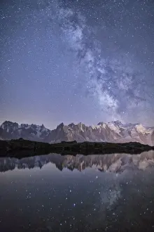 Mont Blanc Prints: A sharp Milky Way on a starry night at Lac des Cheserys with Mont Blanc