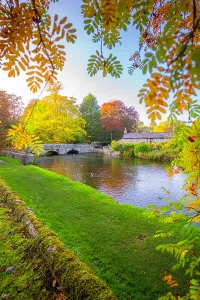United Prints: Sheepwash Bridge over River Wye surrounded by autumn colors in Bakewell