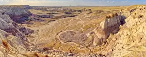 A sheer cliff of rock jutting out from the Blue Mesa along the Billings Gap Trail in