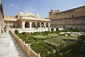 Mughal Prints: Sheesh Mahal (Mirror Palace) in Amber Fort, Jaipur, Rajasthan, India, Asia