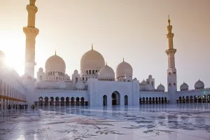 Minarets Prints: Sheikh Zayed Grand Mosque at dusk, Abu Dhabi, United Arab Emirates