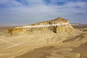 Kazakhstan Prints: Sherkala mountain, looking like a Yurt, Shetpe, Mangystau, Kazakhstan, Central Asia, Asia