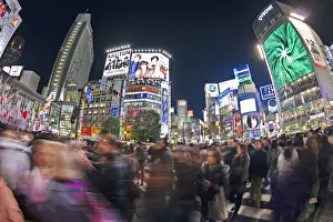 Crowded Prints: Shibuya Crossing, crowds of people crossing the intersection in the centre of Shibuya