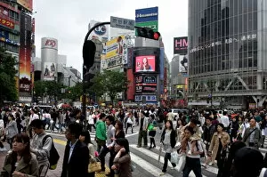 Images Dated 17th May 2009: Shibuya crossing in front of the Shibuya train station is one of Tokyos busiest city centers