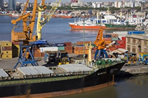 Uruguay Prints: Ship docked in the Commercial Port of Montevideo, Uruguay, South America