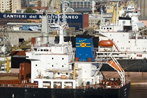 Ports Prints: Ship in Naples Port, Campania, Italy, Europe