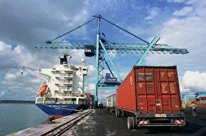 Ports Prints: Ship to Shore, Container Terminal, Mombasa Harbour, Kenya, East Africa, Africa