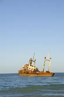 Images Dated 8th January 2009: Ship wreck just off the beach near the Royal Lodge, Sine Saloum Delta, Senegal