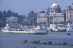 Huangpu Prints: Shipping on the Huangpu River in the city of Shanghai, China, Asia